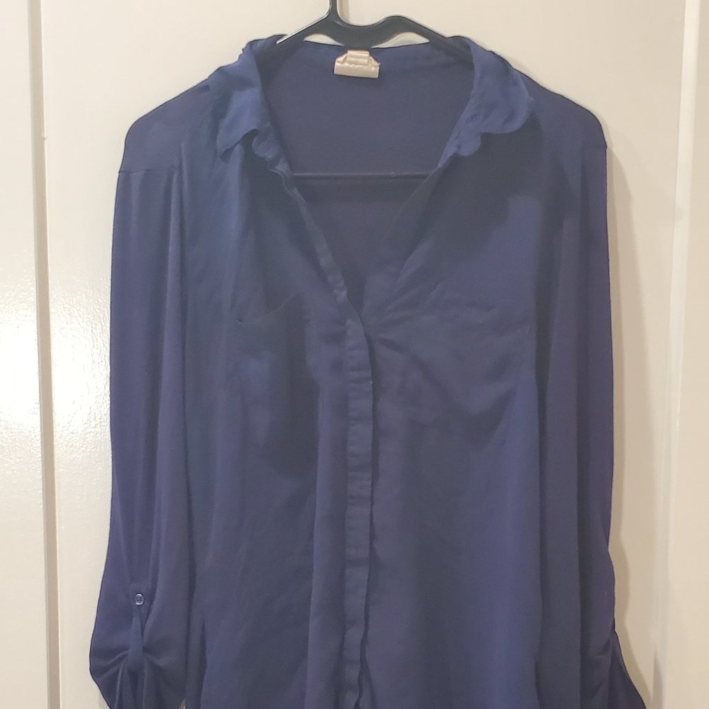 Converse One Star Medium Navy Button Up Blouse
